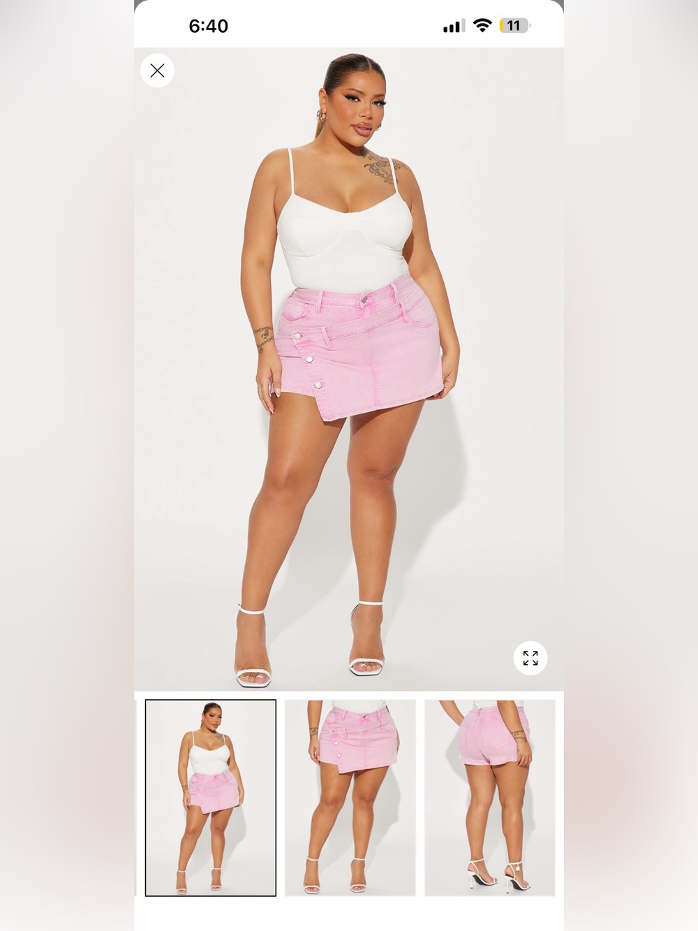 Fashion Nova Pink Mineral Wash Denim Mini Wrap Skort
